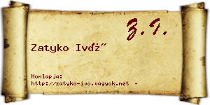 Zatyko Ivó névjegykártya